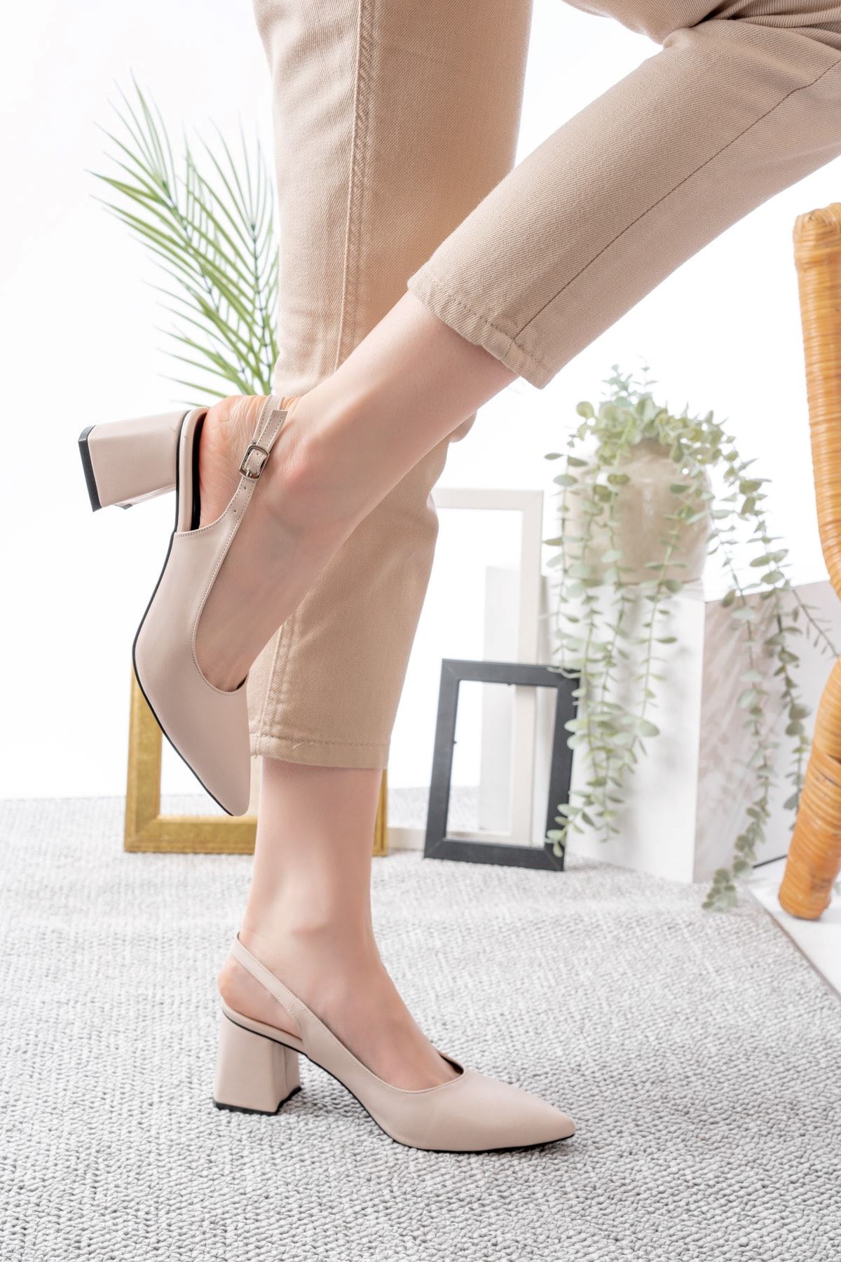 Kadın Louisa Cilt Arkası Açık Klasik Topuklu Ayakkabı MR5119