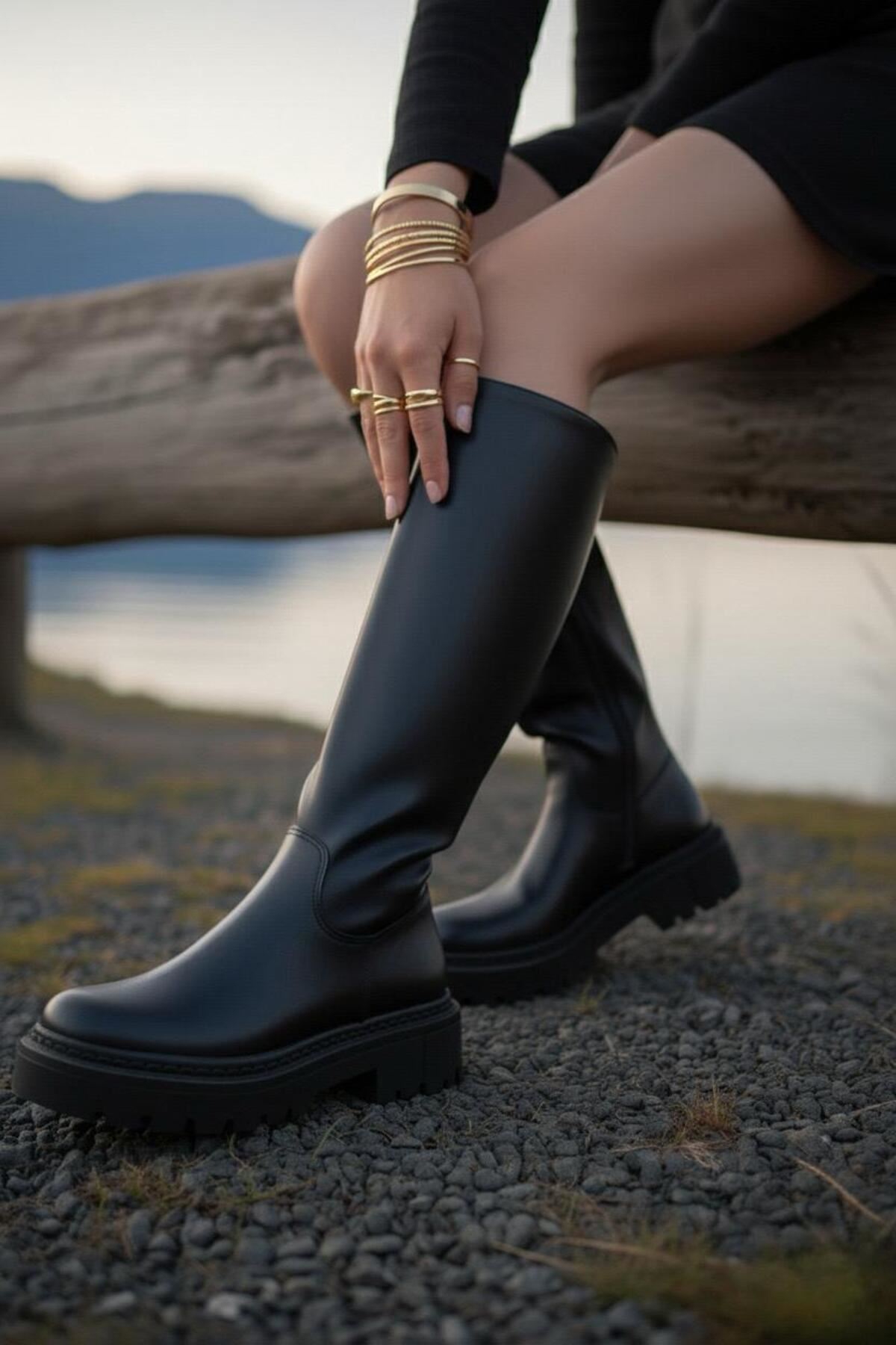 Kadın Luna Siyah Cilt Çizme MR5122