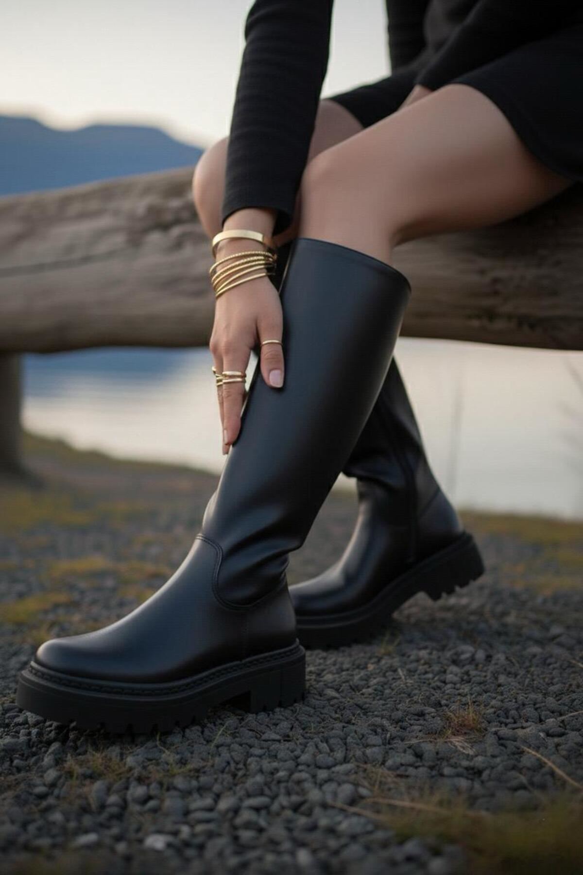 Kadın Luna Siyah Cilt Çizme MR5122