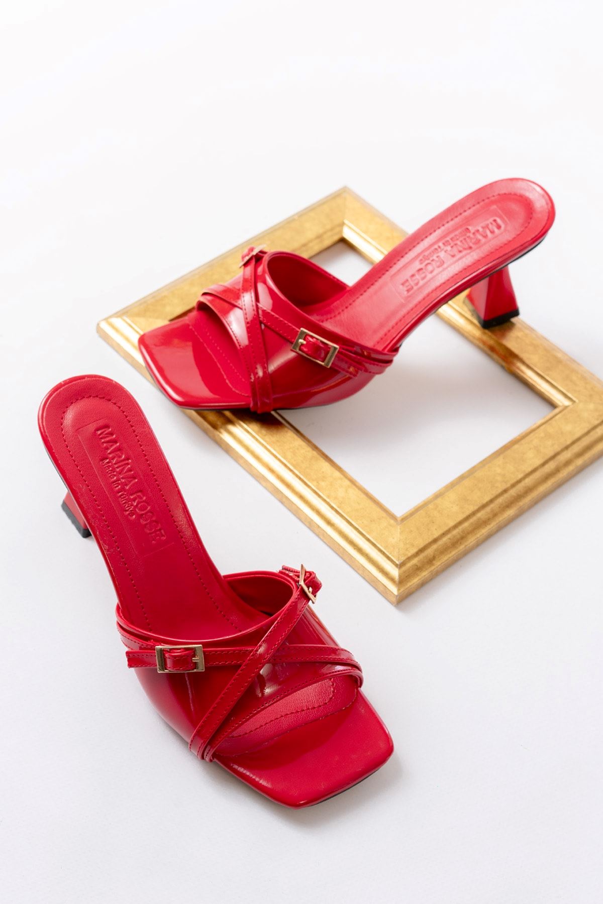 Kadın Larmina Rugan Klasik Topuklu Terlik MR5105