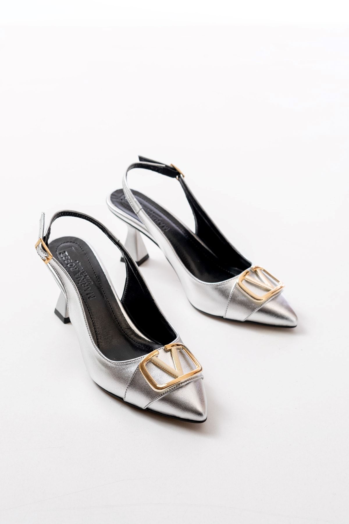 Kadın Sante Toka Detaylı Şampanya Topuk Ayakkabı MR5164