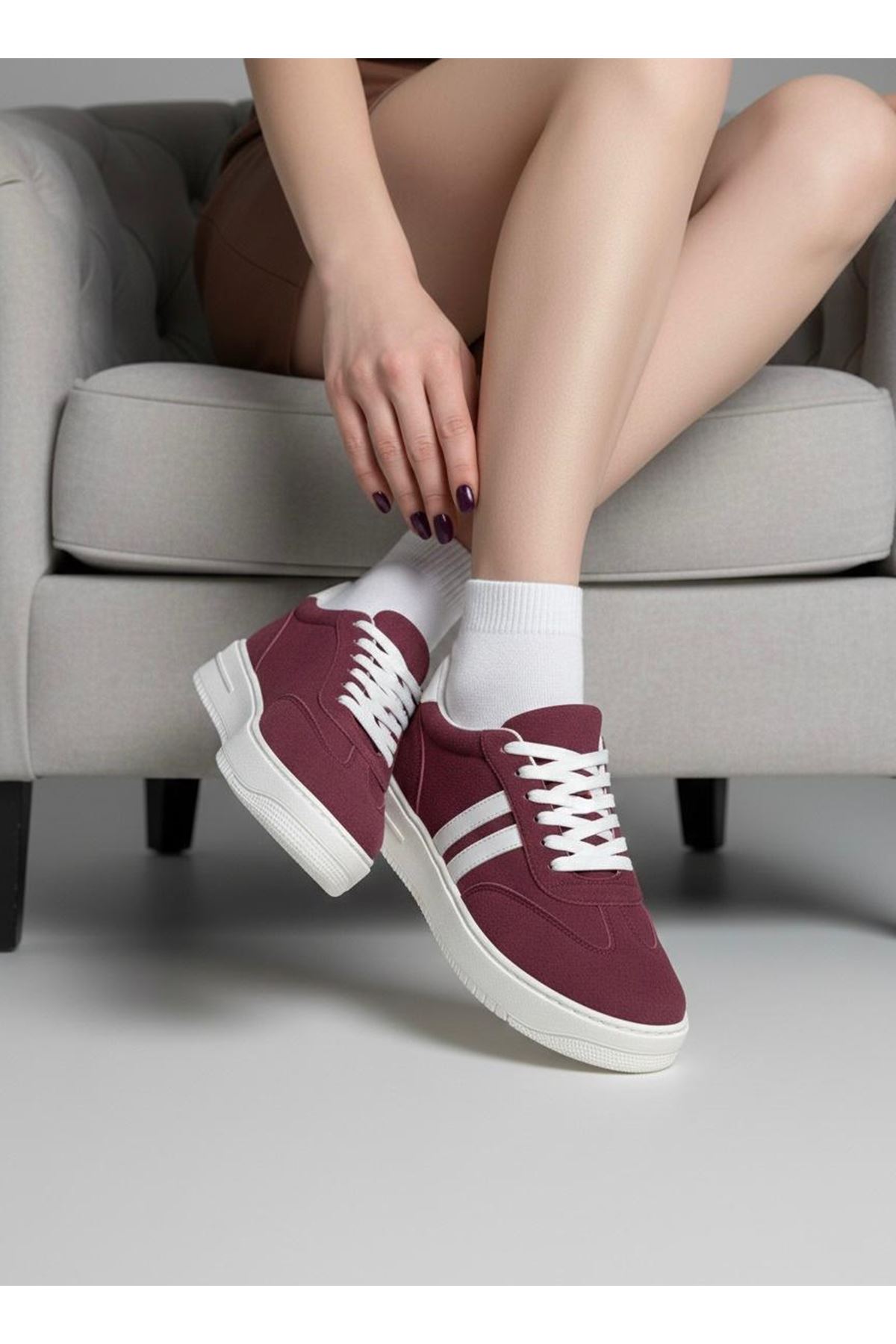 Kadın Mona Bağcıklı Ortopedik  Hafif Taban Günlük Sneaker