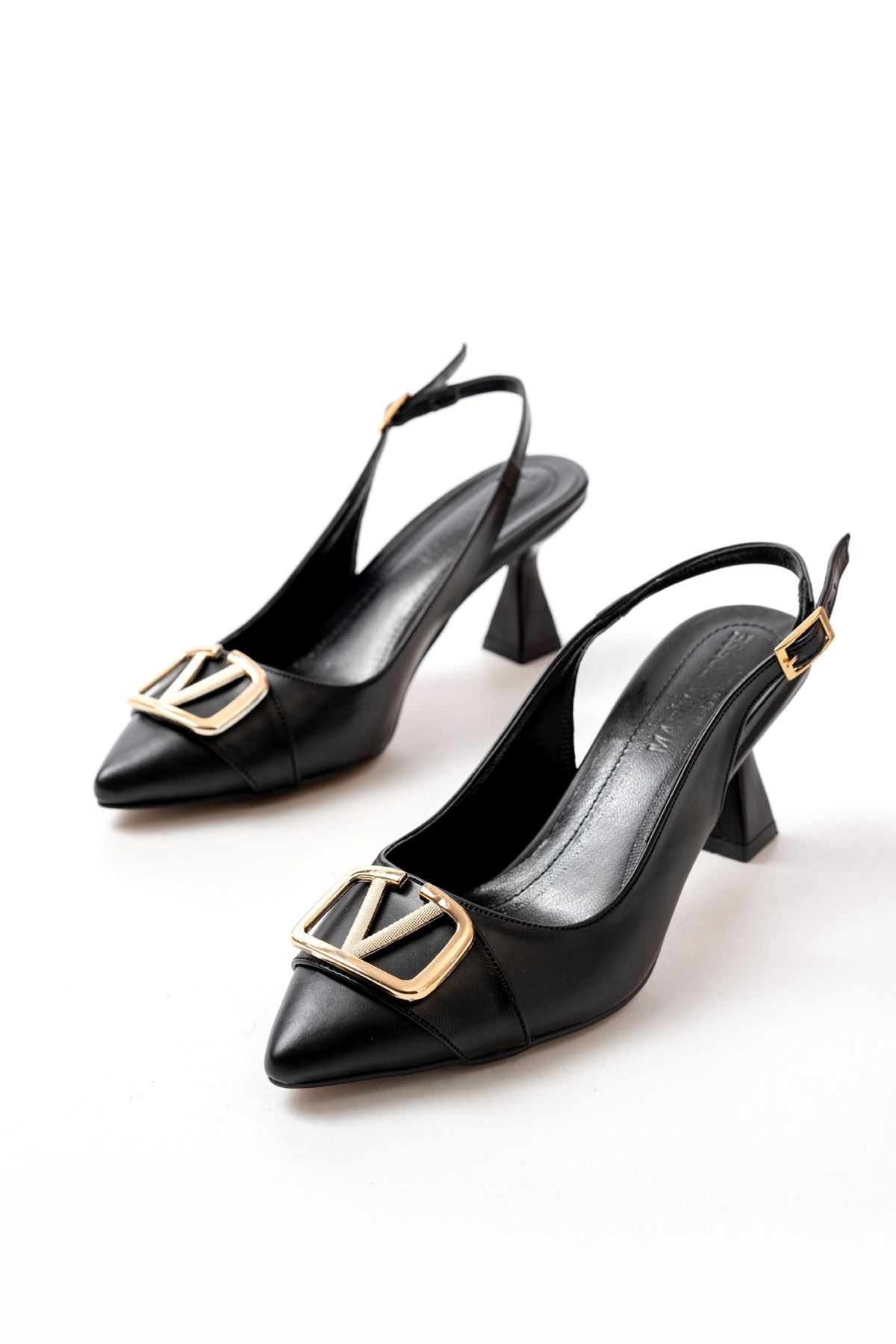 Kadın Sante Toka Detaylı Şampanya Topuk Ayakkabı MR5164