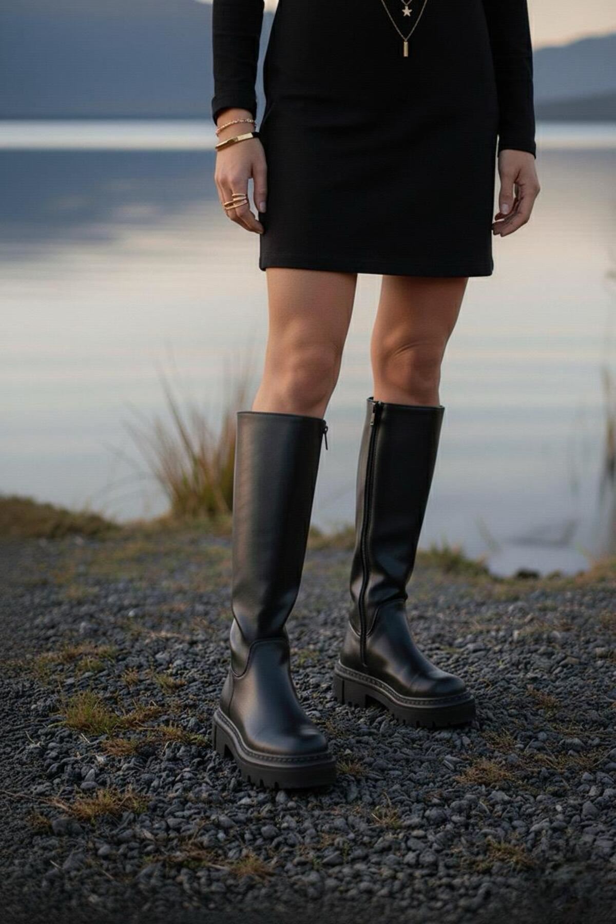 Kadın Luna Siyah Cilt Çizme MR5122
