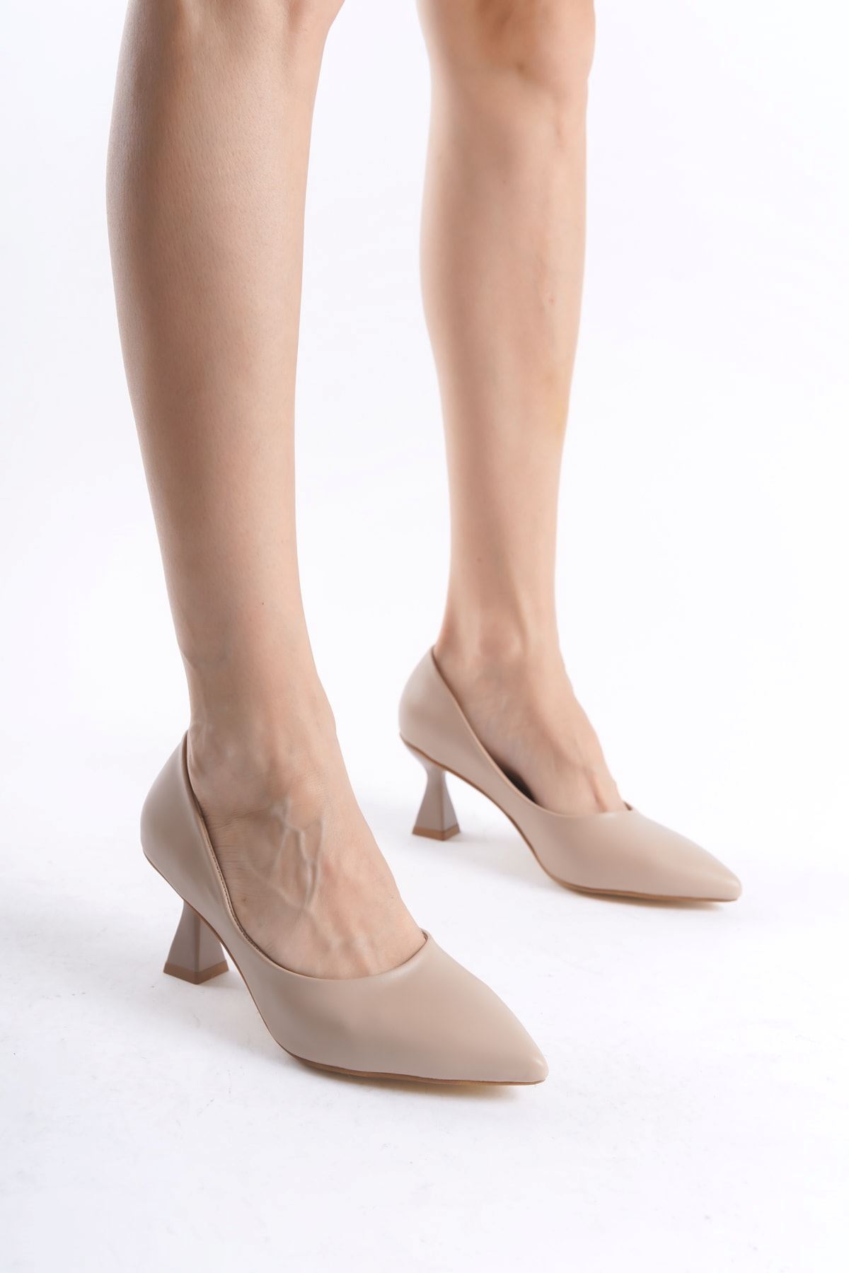 Kadın Bena Topuklu Ayakkabı Şampanya Stıletto MR5051