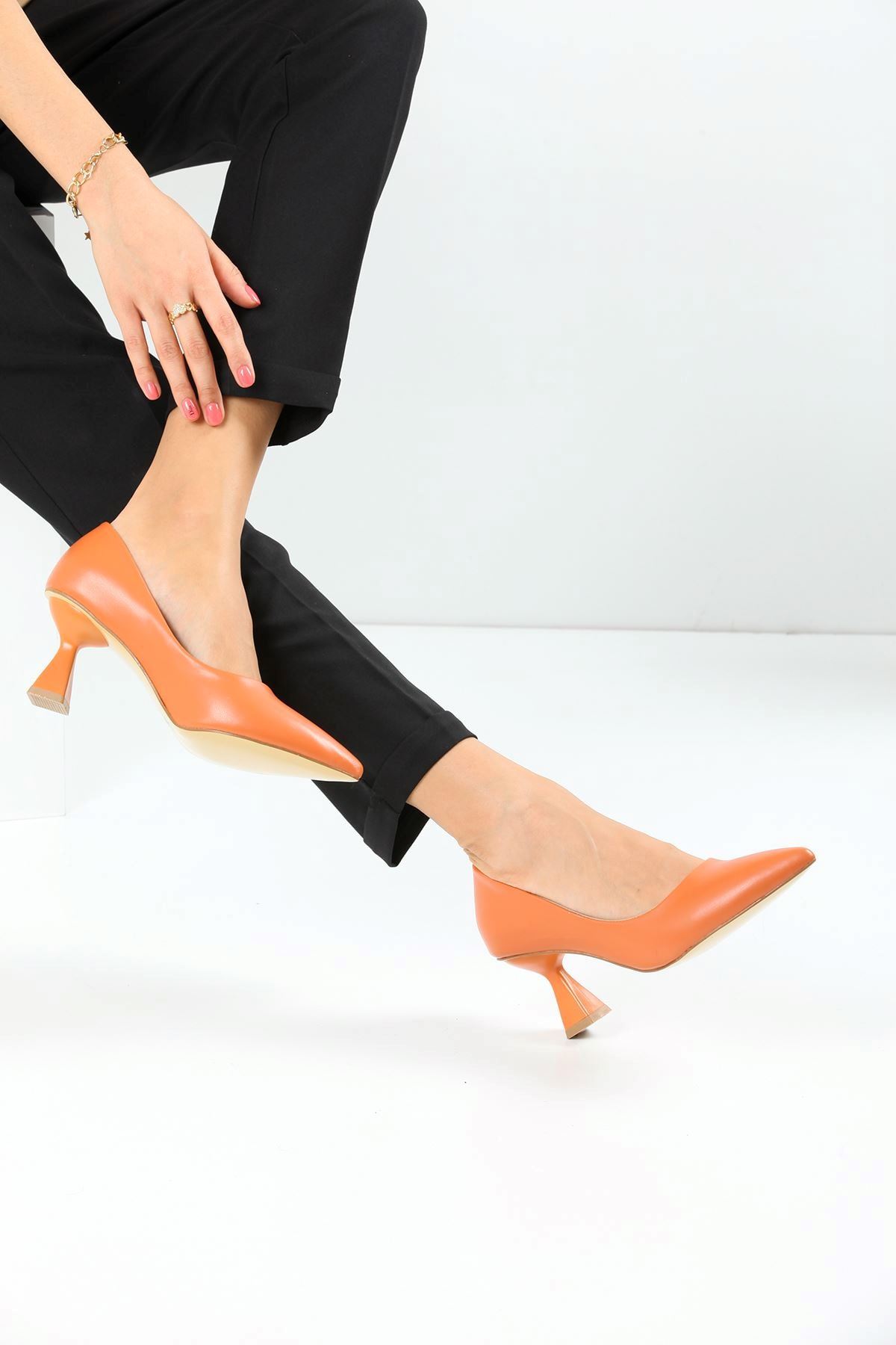 Kadın Bena Topuklu Ayakkabı Şampanya Stıletto MR5051