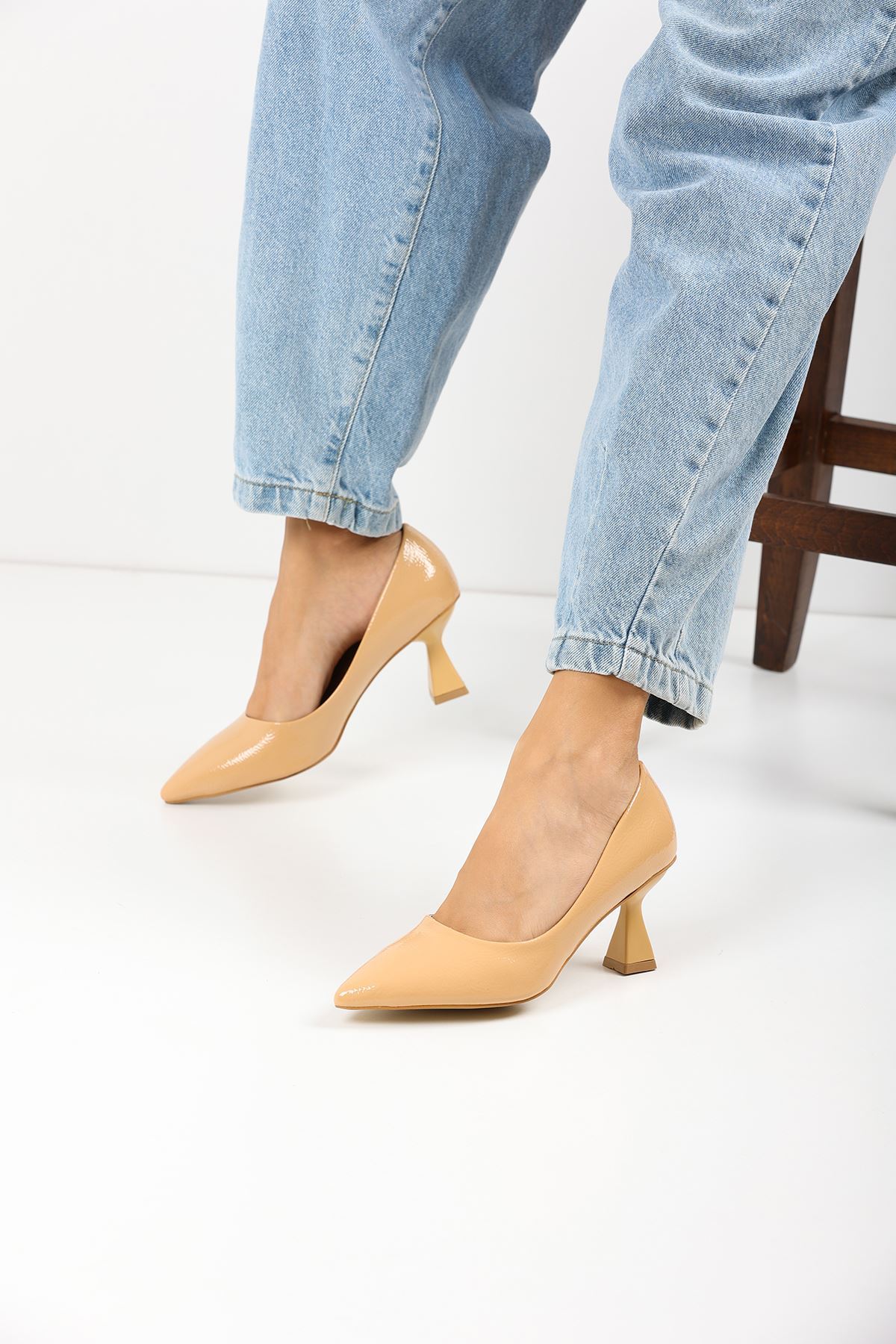 Kadın Bena Topuklu Ayakkabı Şampanya Stıletto MR5051