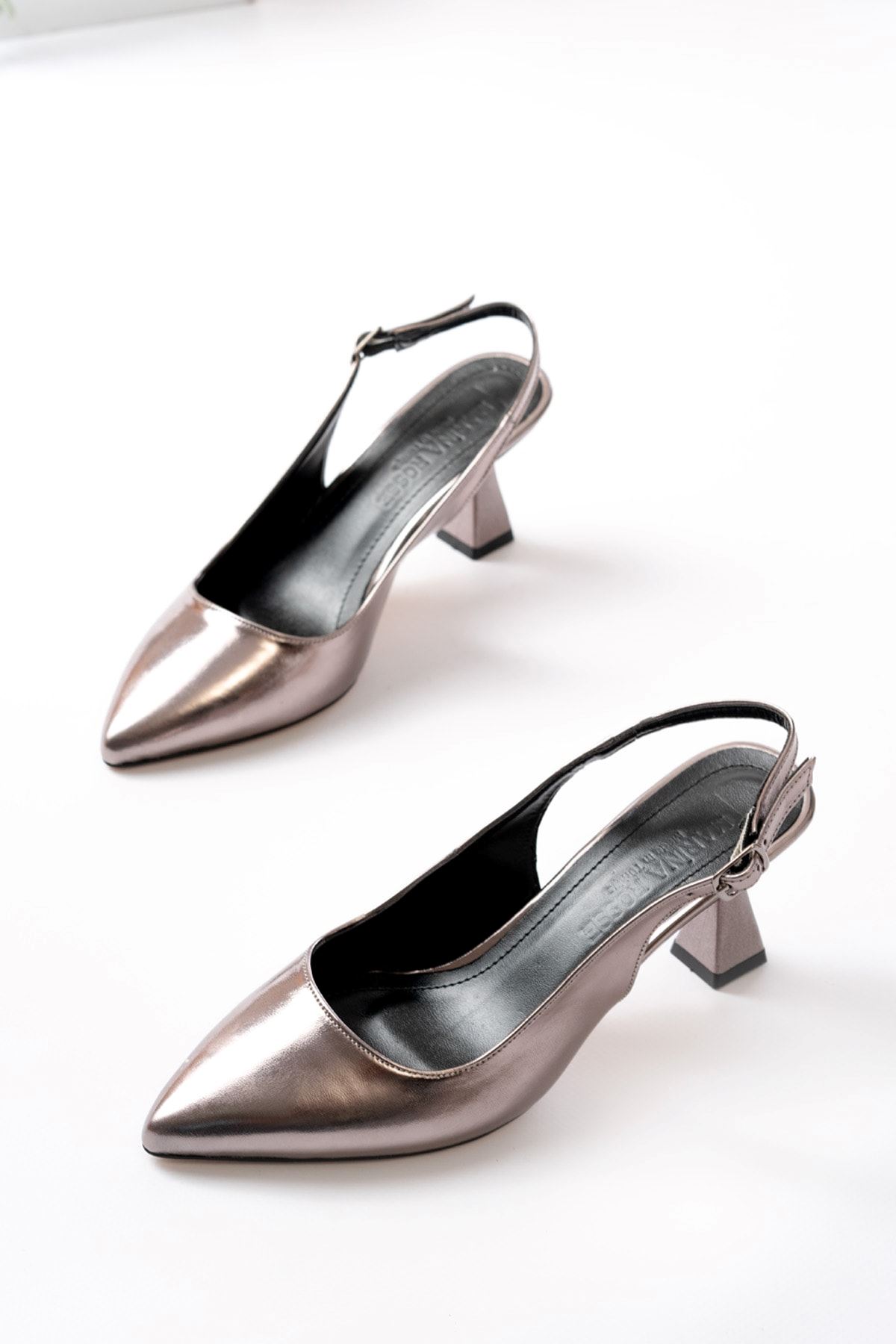 Kadın Harmony Arkası Açık Stiletto Ayakkabı Şampanya Topuk MR5090