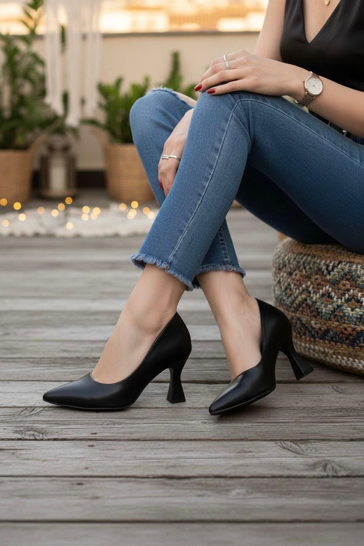 Kadın Bena Topuklu Ayakkabı Şampanya Stıletto MR5051