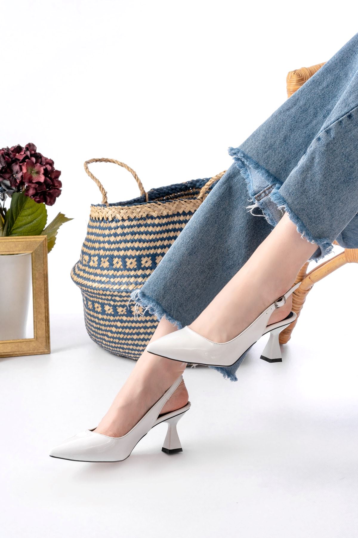 Kadın Harmony Arkası Açık Stiletto Ayakkabı Şampanya Topuk MR5090