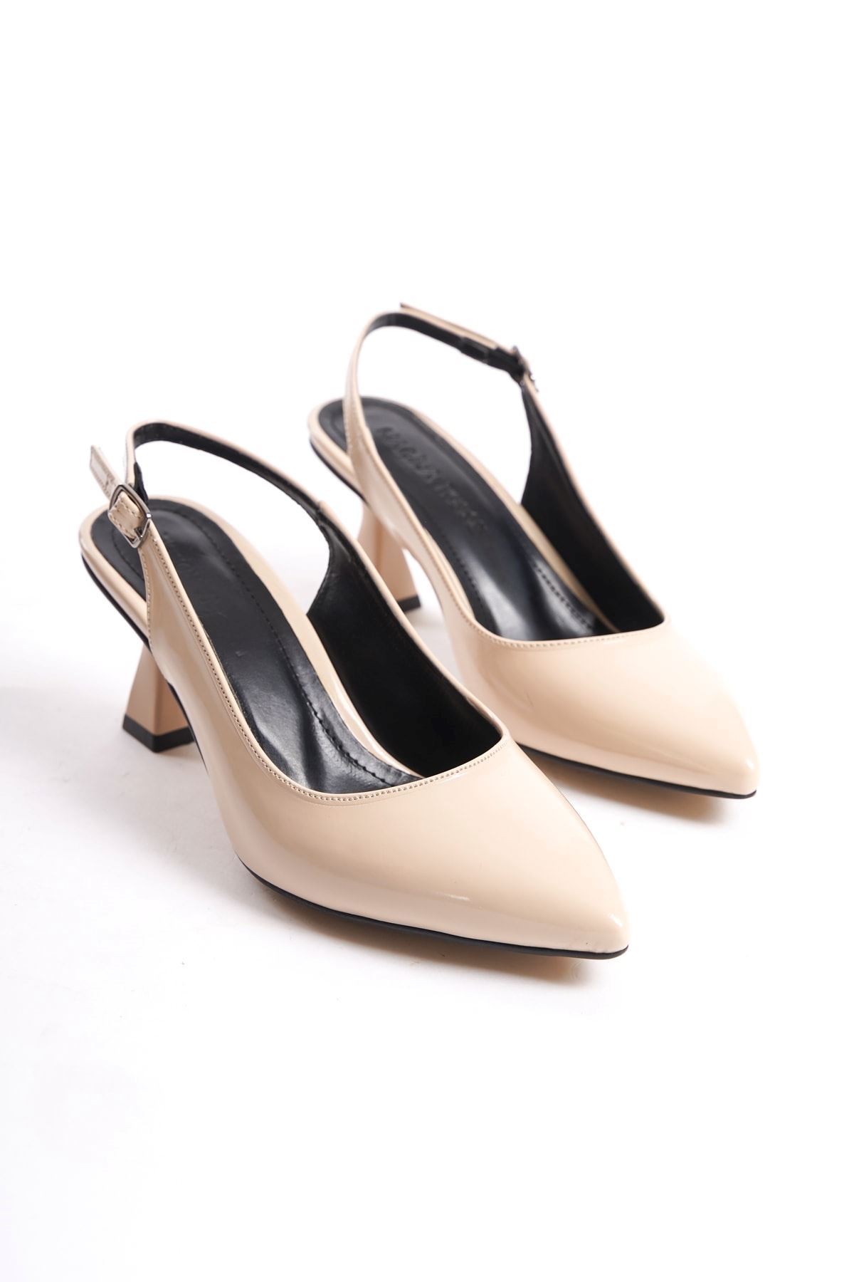 Kadın Harmony Arkası Açık Stiletto Ayakkabı Şampanya Topuk MR5090