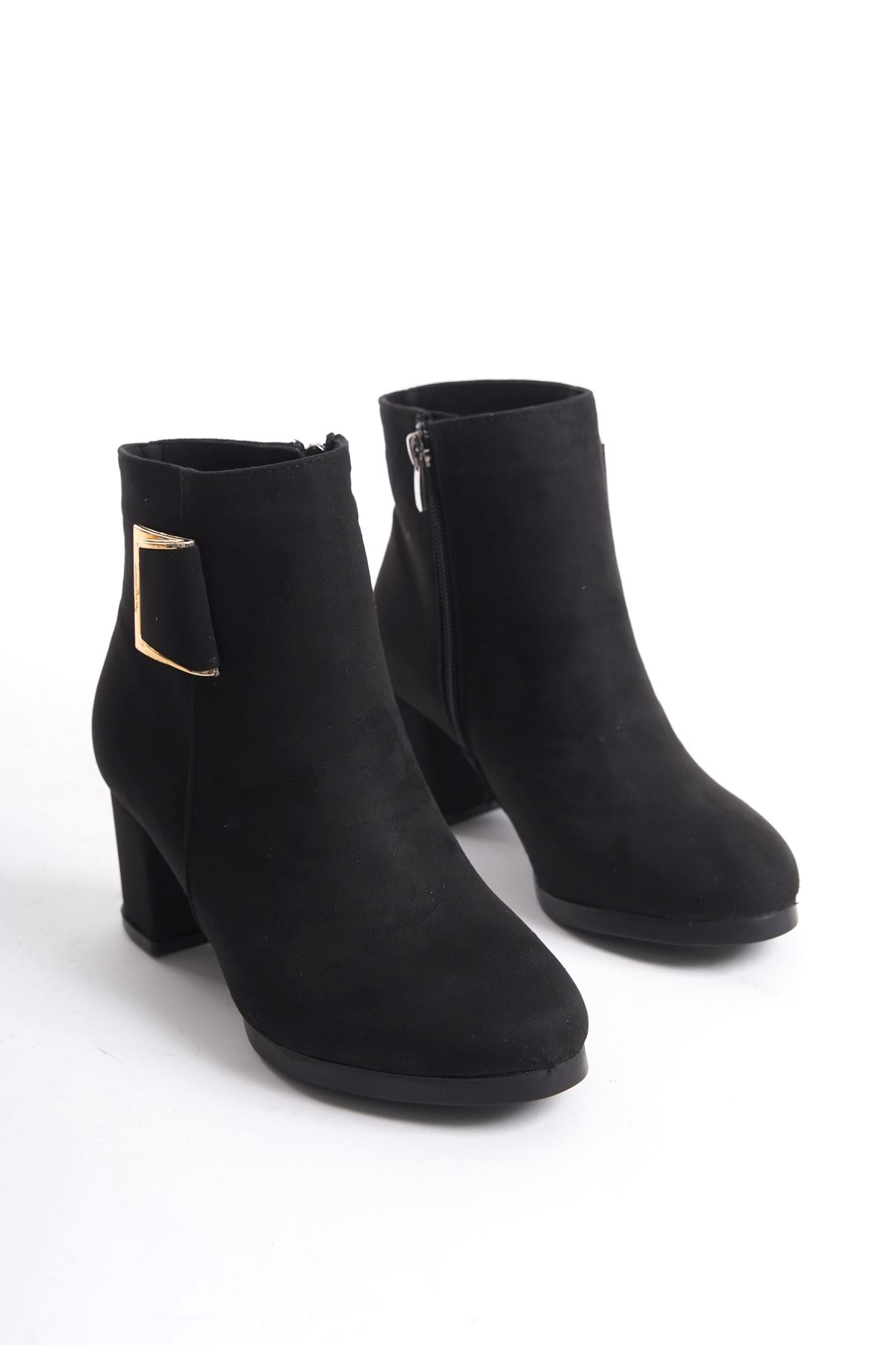 Kadın Atina Cilt Toka Detaylı Topuklu kısa Bot MR5046