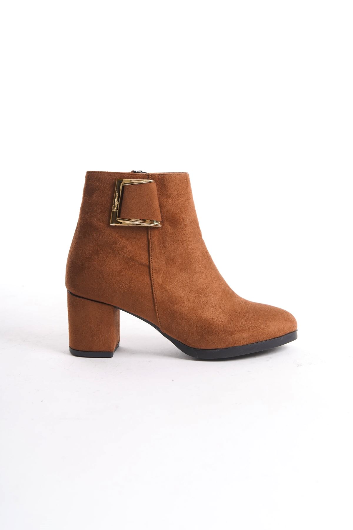 Kadın Atina Cilt Toka Detaylı Topuklu kısa Bot MR5046