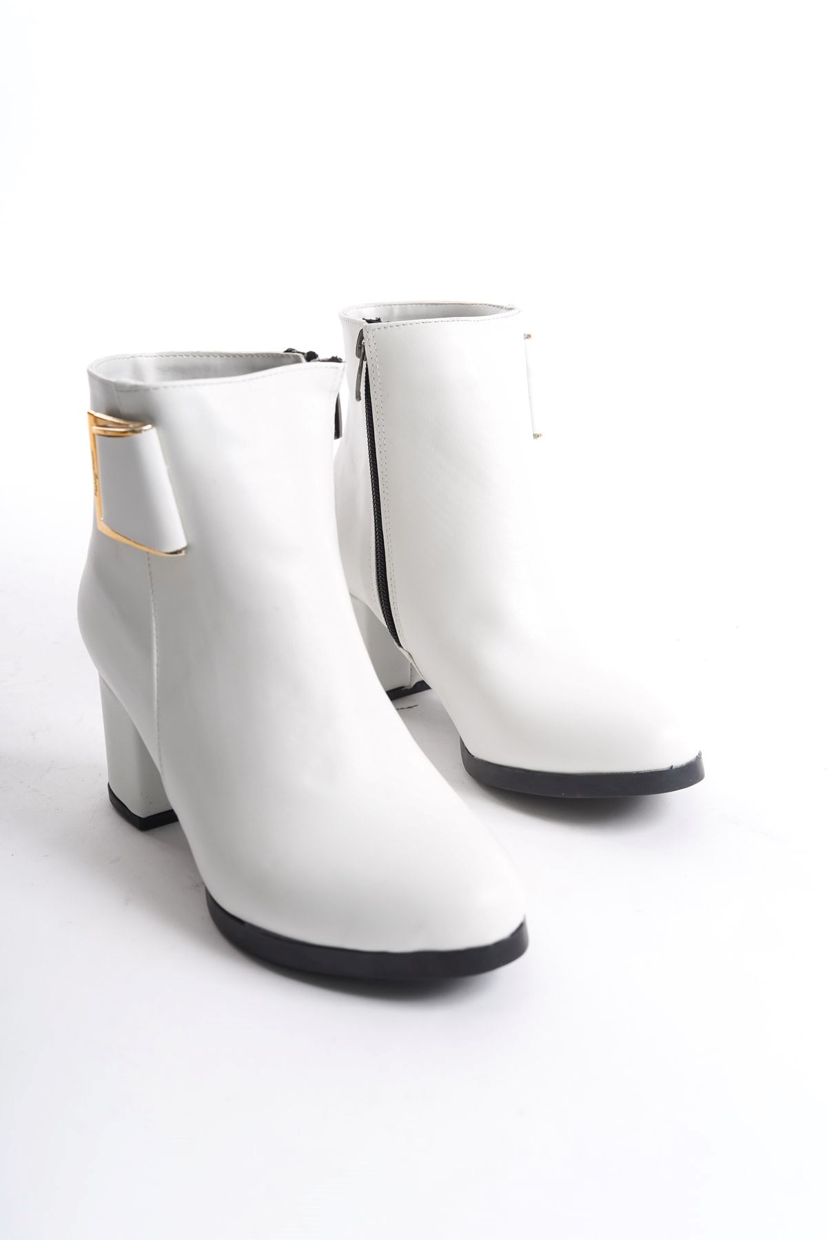 Kadın Atina Cilt Toka Detaylı Topuklu kısa Bot MR5046