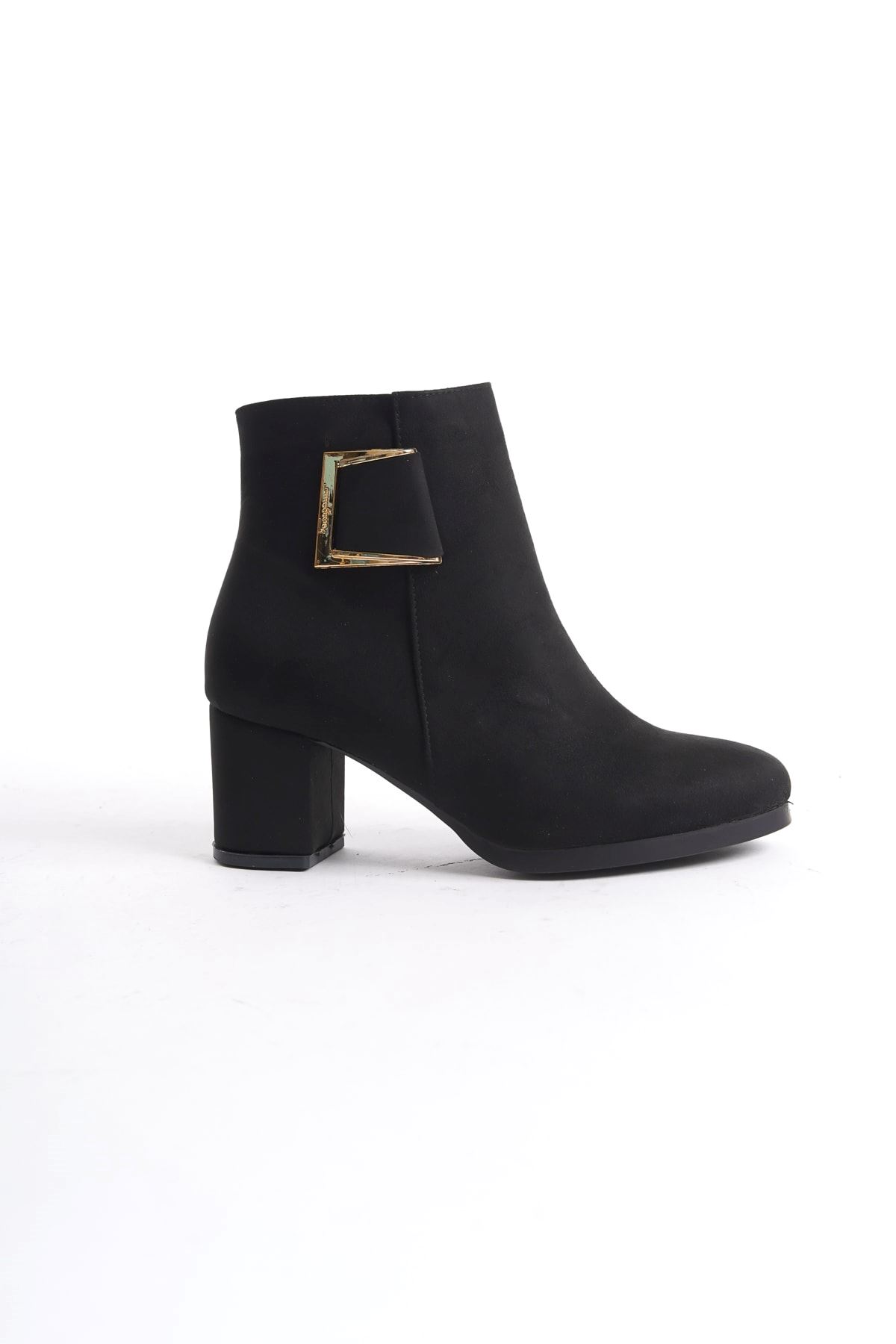 Kadın Atina Cilt Toka Detaylı Topuklu kısa Bot MR5046