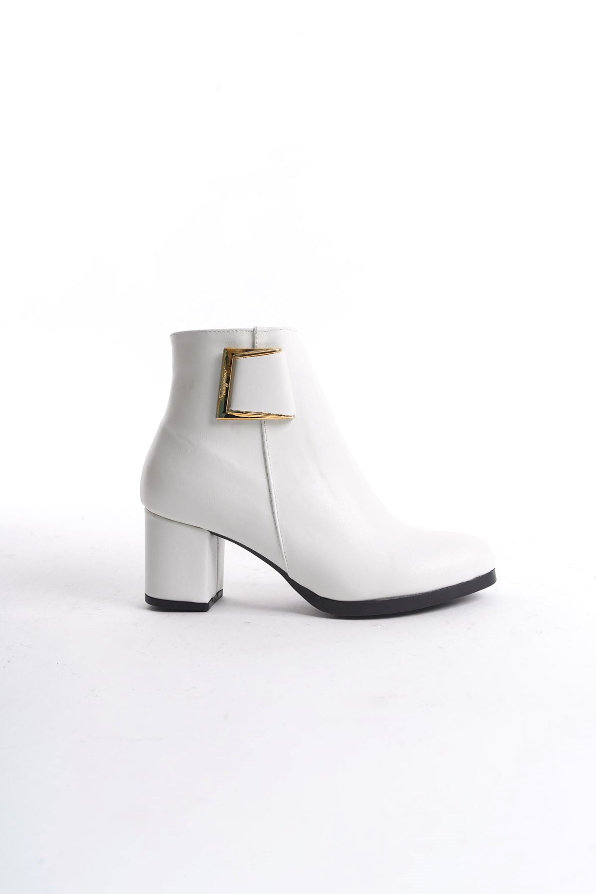 Kadın Atina Cilt Toka Detaylı Topuklu kısa Bot MR5046