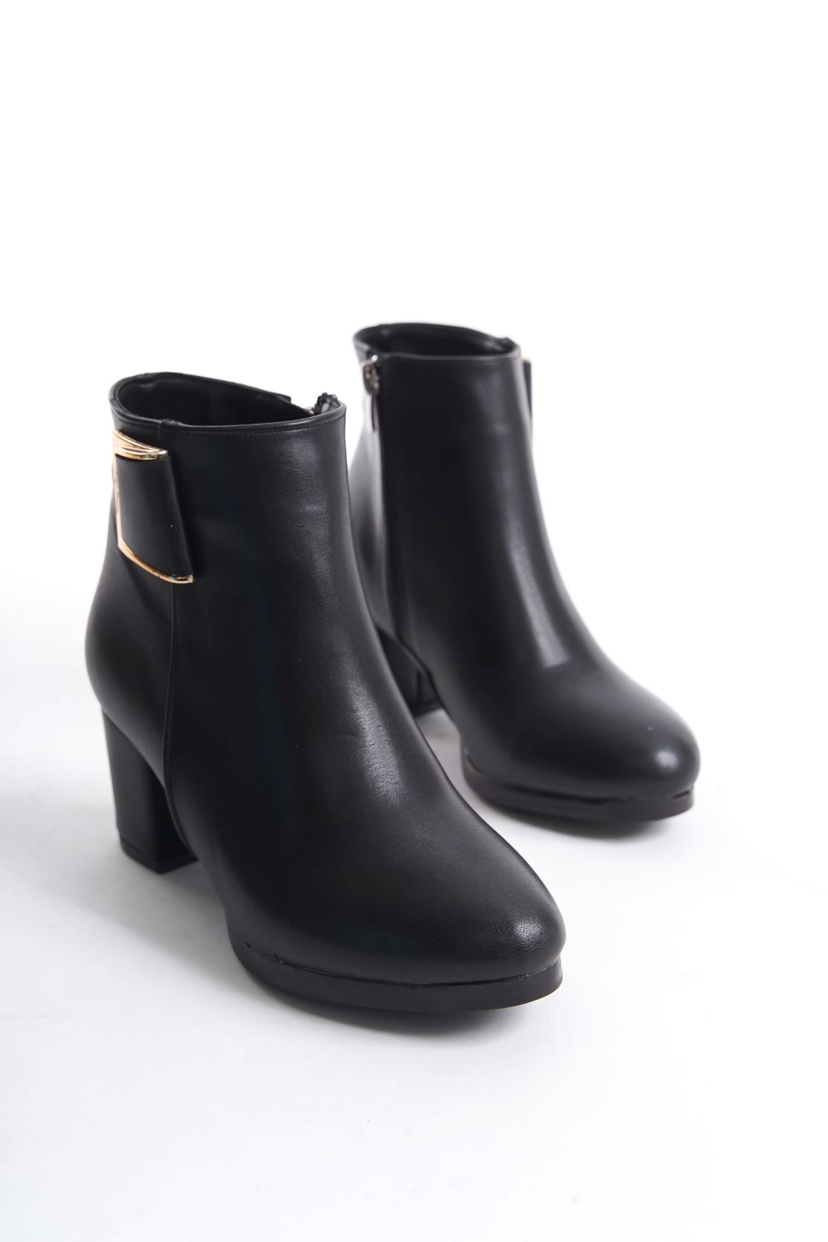 Kadın Atina Cilt Toka Detaylı Topuklu kısa Bot MR5046