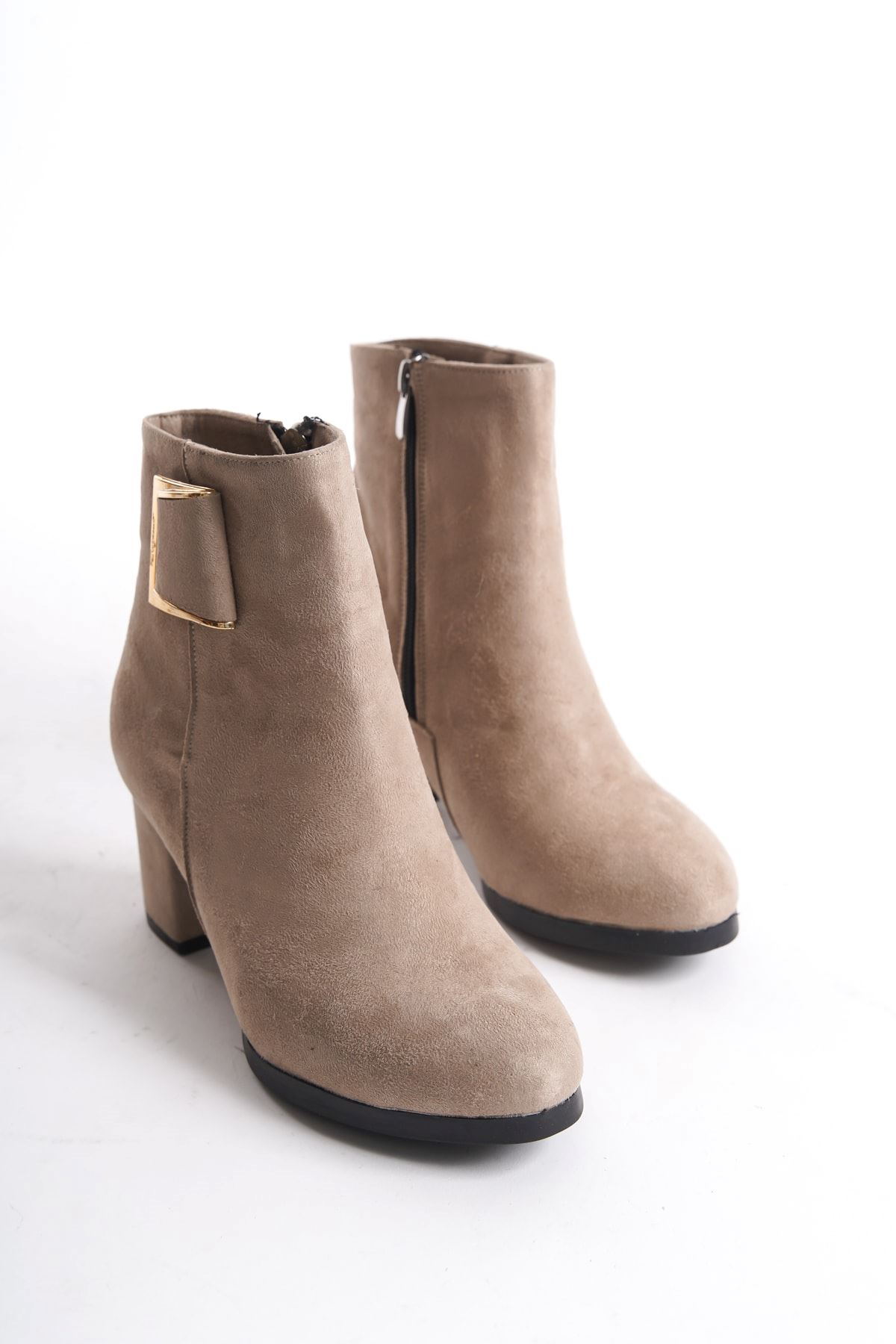 Kadın Atina Cilt Toka Detaylı Topuklu kısa Bot MR5046