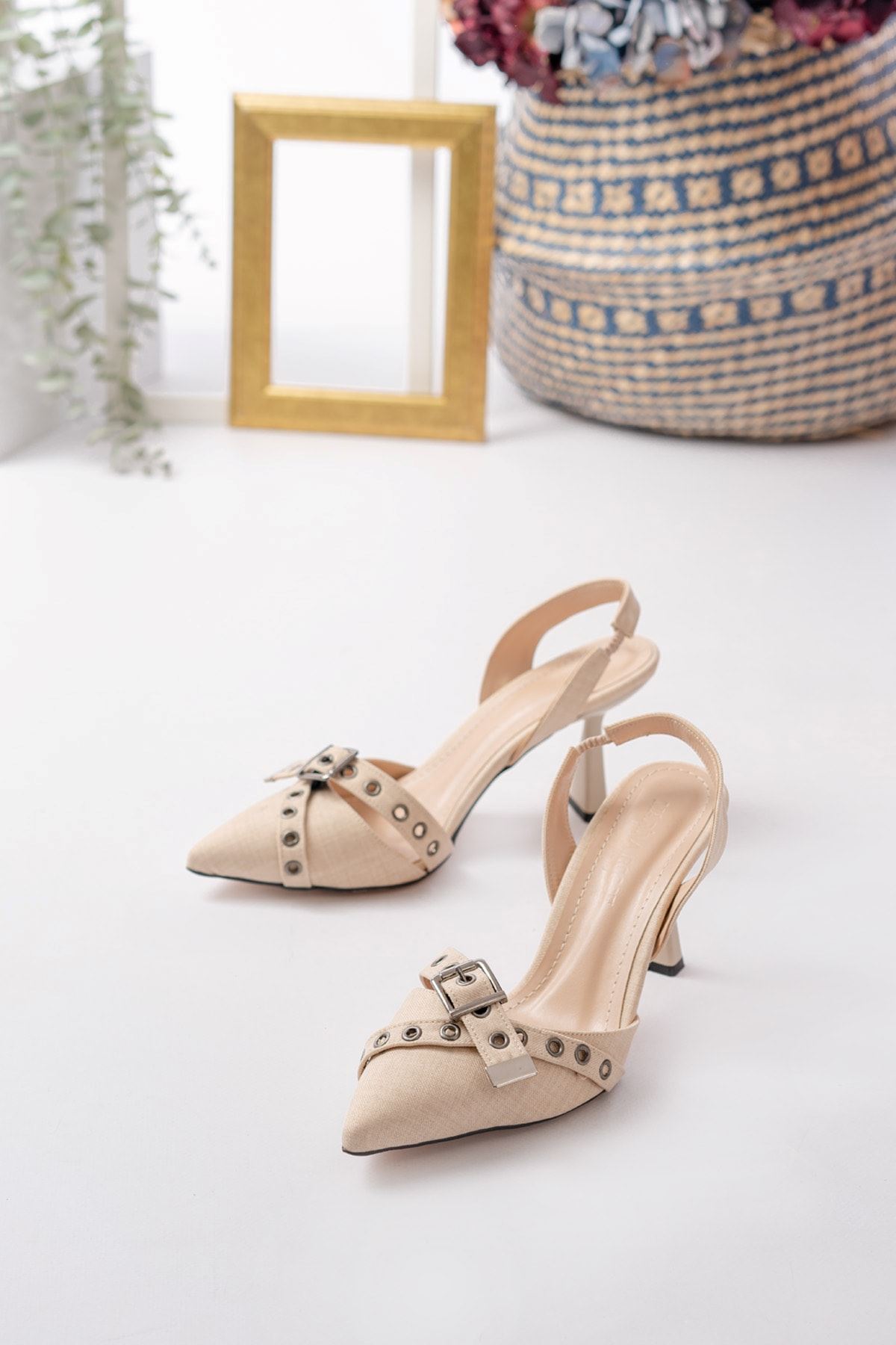 Kadın Shoevana Kot Klasik Topuklu Ayakkabı MR5166