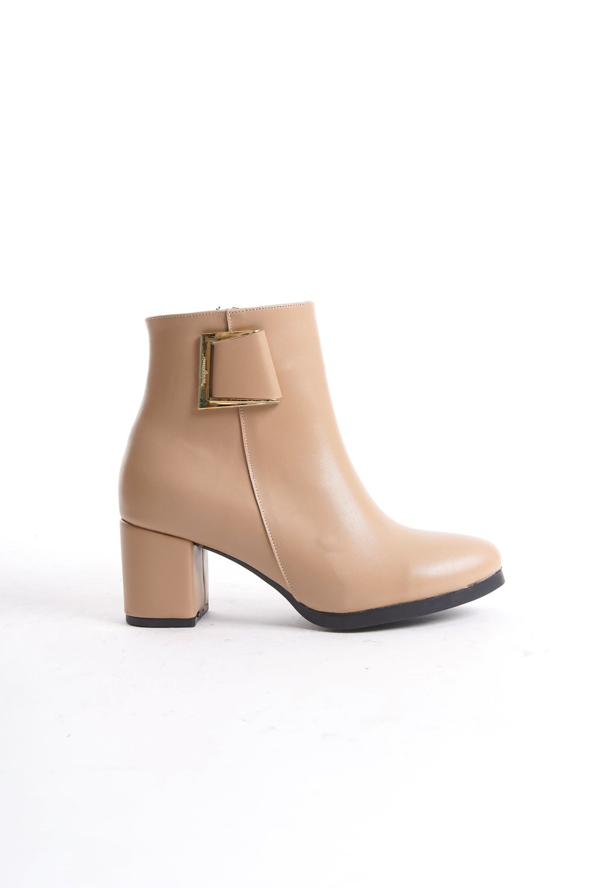 Kadın Atina Cilt Toka Detaylı Topuklu kısa Bot MR5046