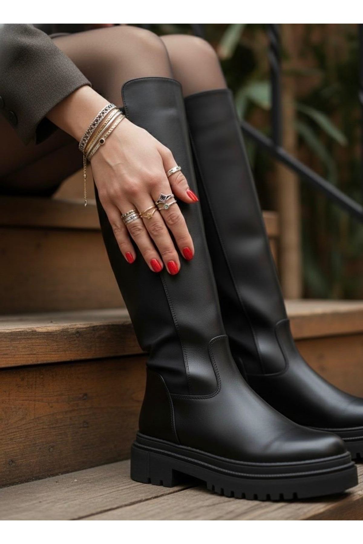 Kadın Roya Arkası Streç Esnek Diz Altı Günlük Çizme MR5155