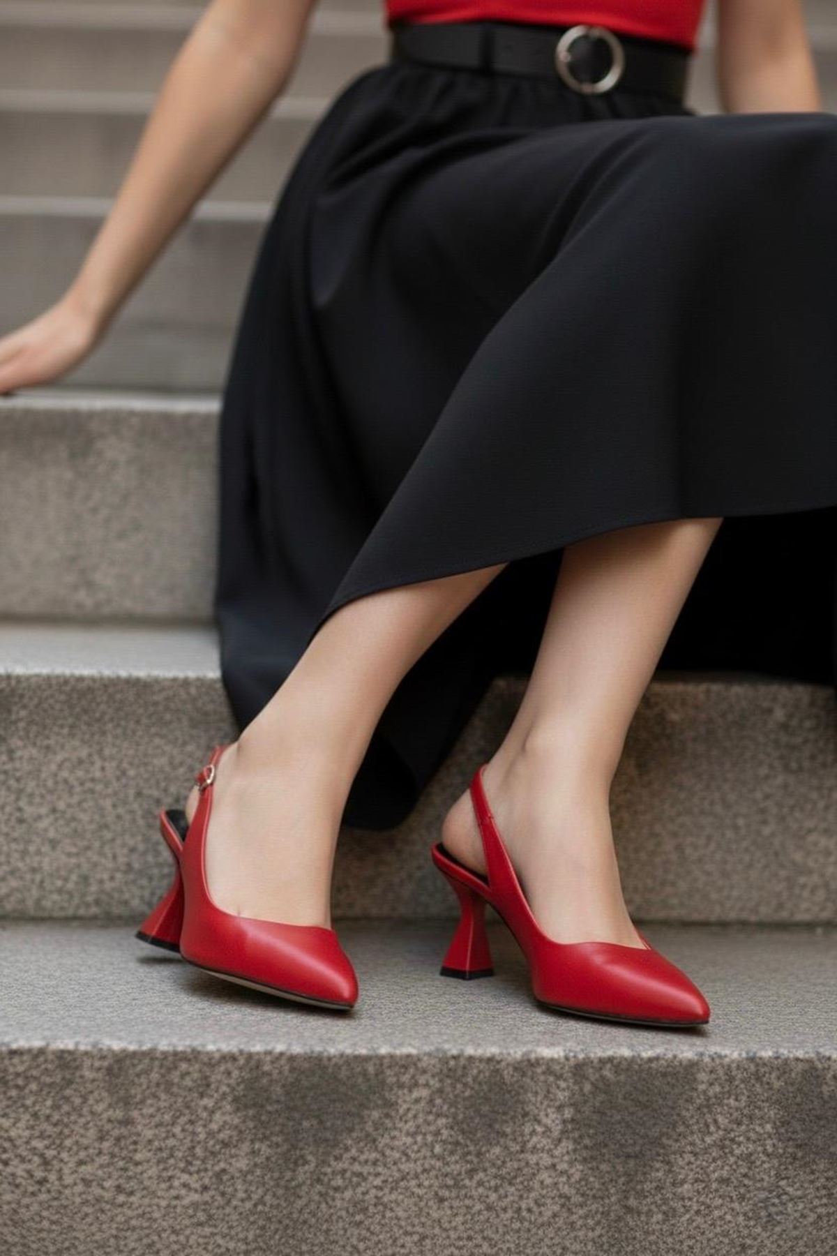 Kadın Harmony Arkası Açık Stiletto Ayakkabı Şampanya Topuk MR5090
