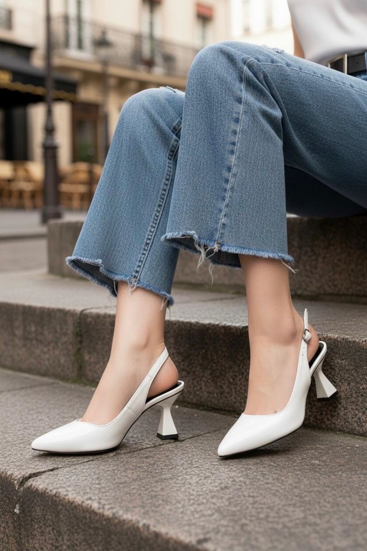 Kadın Harmony Arkası Açık Stiletto Ayakkabı Şampanya Topuk MR5090