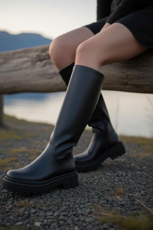 Kadın Luna Siyah Cilt Çizme MR5122