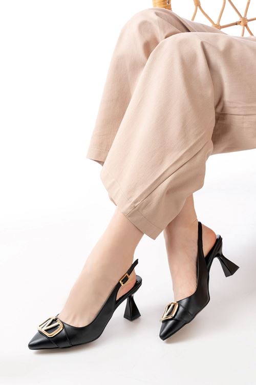 Kadın Sante Toka Detaylı Şampanya Topuk Ayakkabı MR5164