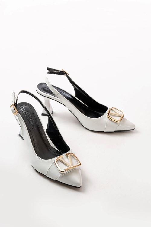 Kadın Sante Toka Detaylı Şampanya Topuk Ayakkabı MR5164