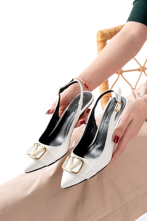 Kadın Sante Toka Detaylı Şampanya Topuk Ayakkabı MR5164