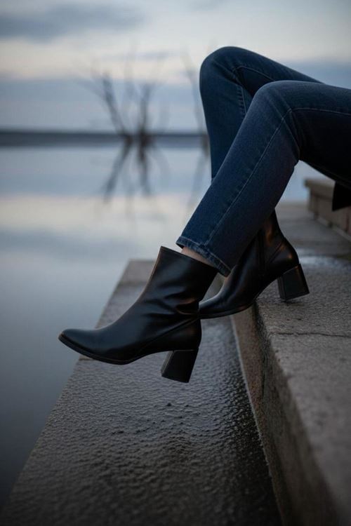 Kadın Rozi Küt Burunlu Topuklu Streç Bot MR5158