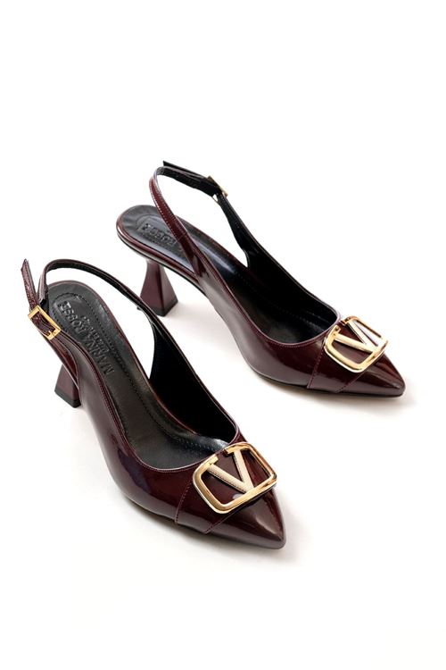 Kadın Sante Toka Detaylı Şampanya Topuk Ayakkabı MR5164