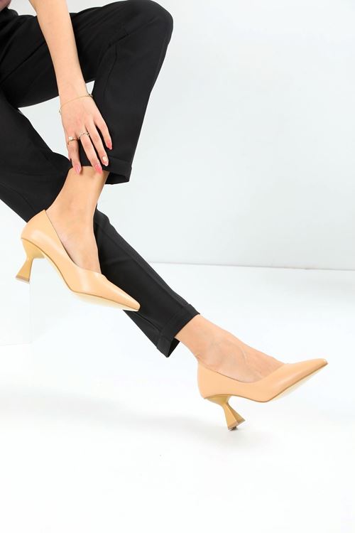 Kadın Bena Topuklu Ayakkabı Şampanya Stıletto MR5051