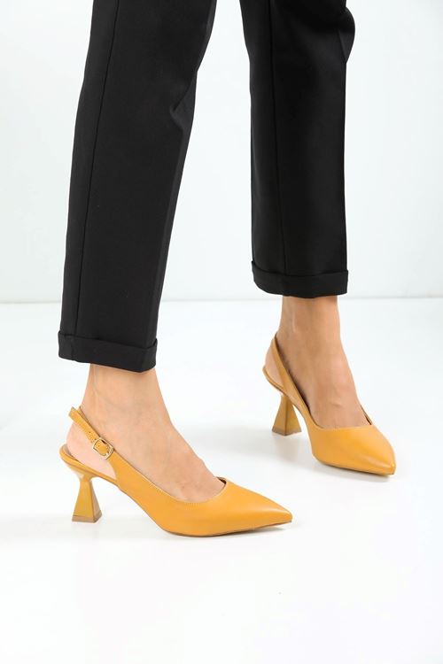 Kadın Harmony Arkası Açık Stiletto Ayakkabı Şampanya Topuk MR5090