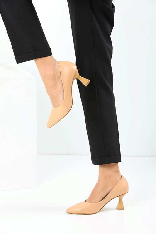 Kadın Bena Topuklu Ayakkabı Şampanya Stıletto MR5051