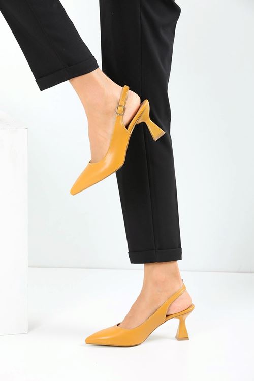 Kadın Harmony Arkası Açık Stiletto Ayakkabı Şampanya Topuk MR5090