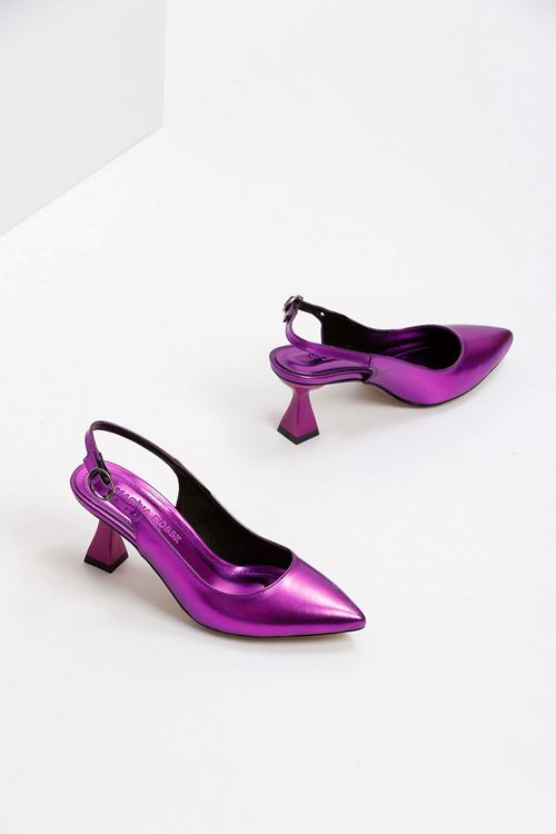 Kadın Harmony Arkası Açık Stiletto Ayakkabı Şampanya Topuk MR5090