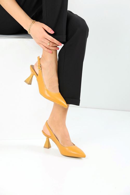 Kadın Harmony Arkası Açık Stiletto Ayakkabı Şampanya Topuk MR5090