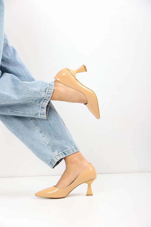 Kadın Bena Topuklu Ayakkabı Şampanya Stıletto MR5051