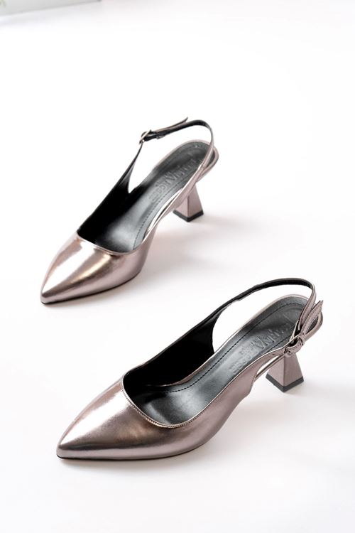 Kadın Harmony Arkası Açık Stiletto Ayakkabı Şampanya Topuk MR5090