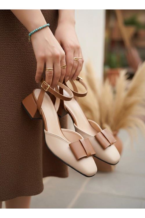 Kadın Merlin Fiyonklu 3 cm Kalın Rahat Taban Topuklu Ayakkabı