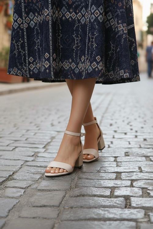 Kadın Icon Tek Bant Cilt Kısa Topuklu Ayakkabı