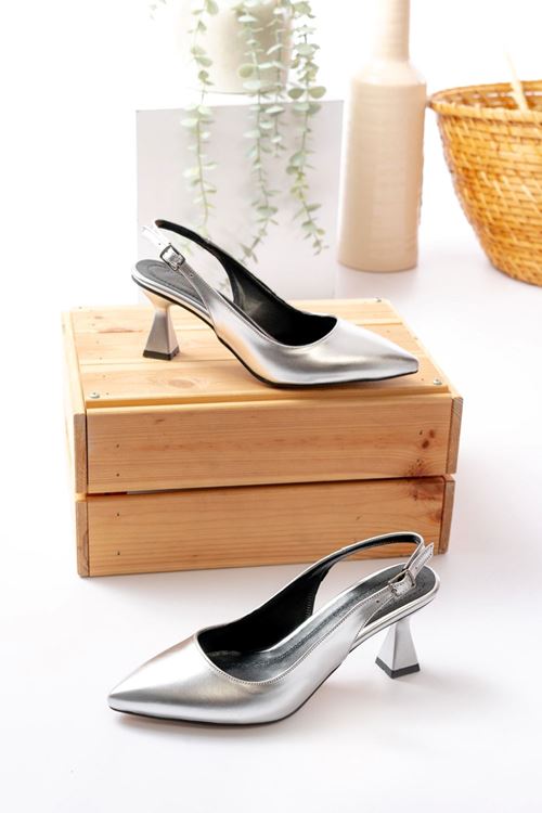 Kadın Harmony Arkası Açık Stiletto Ayakkabı Şampanya Topuk MR5090