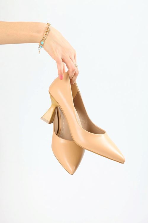 Kadın Bena Topuklu Ayakkabı Şampanya Stıletto MR5051