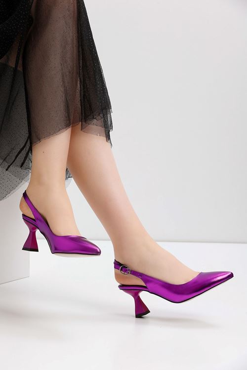 Kadın Harmony Arkası Açık Stiletto Ayakkabı Şampanya Topuk MR5090