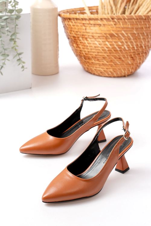Kadın Harmony Arkası Açık Stiletto Ayakkabı Şampanya Topuk MR5090