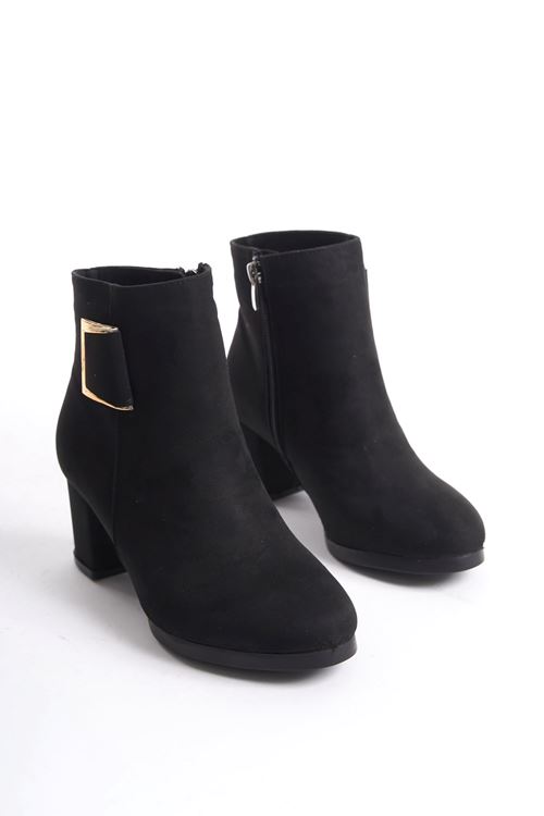 Kadın Atina Cilt Toka Detaylı Topuklu kısa Bot MR5046