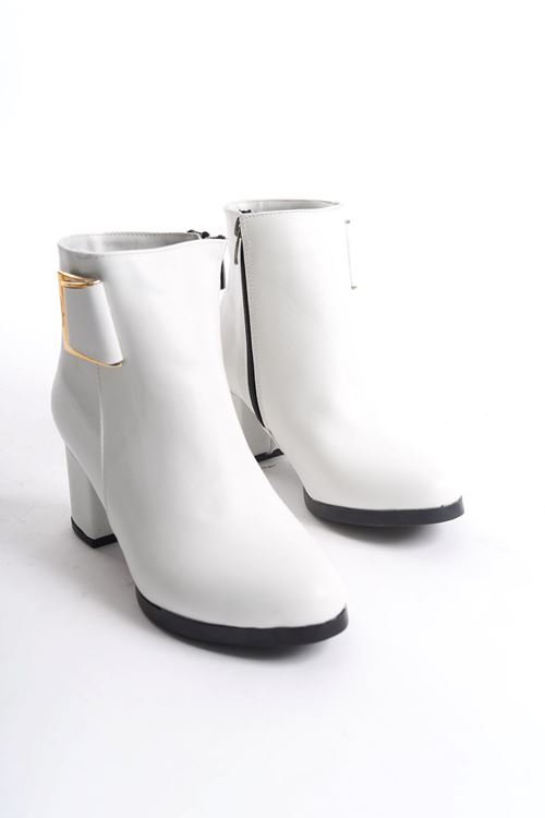 Kadın Atina Cilt Toka Detaylı Topuklu kısa Bot MR5046