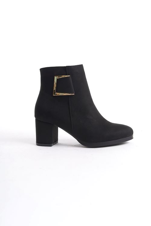 Kadın Atina Cilt Toka Detaylı Topuklu kısa Bot MR5046